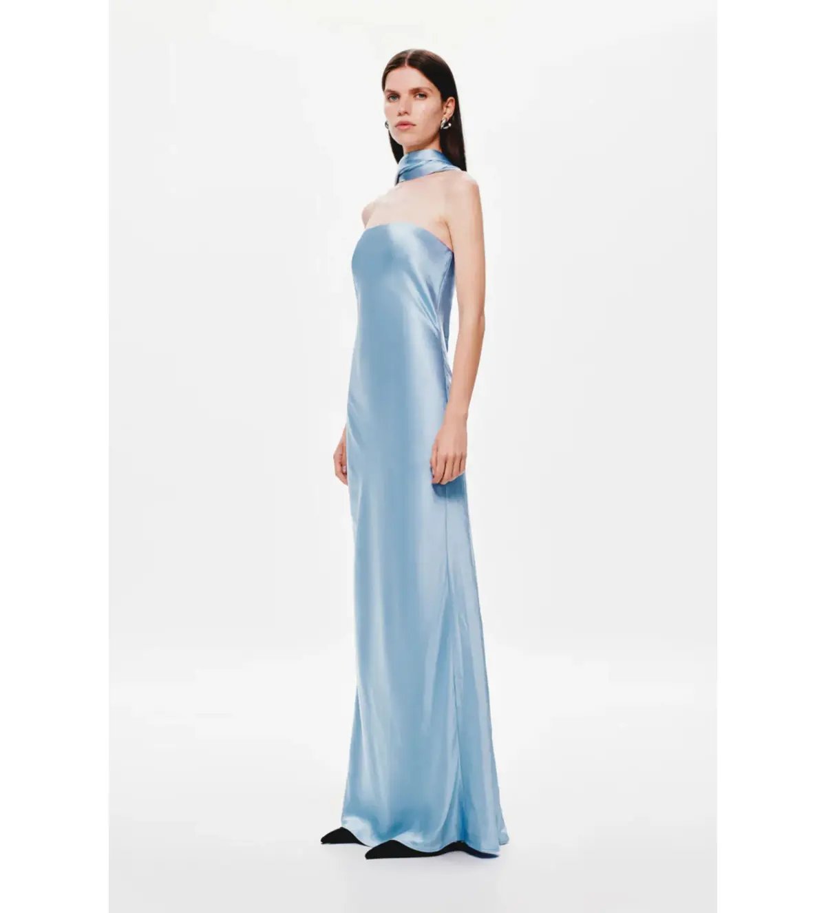 MISHA The Lilia Satin Dress in Blue Size 10 photo 2