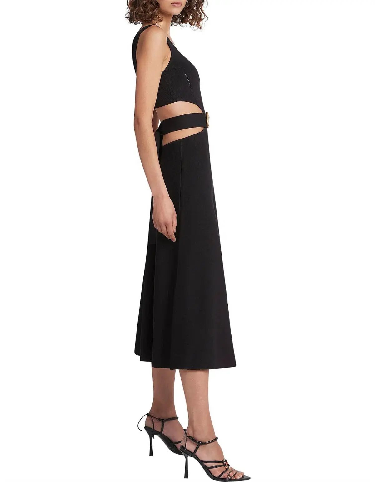 Aje Frey Cut Out Black Midi Dress Size 14 photo 5