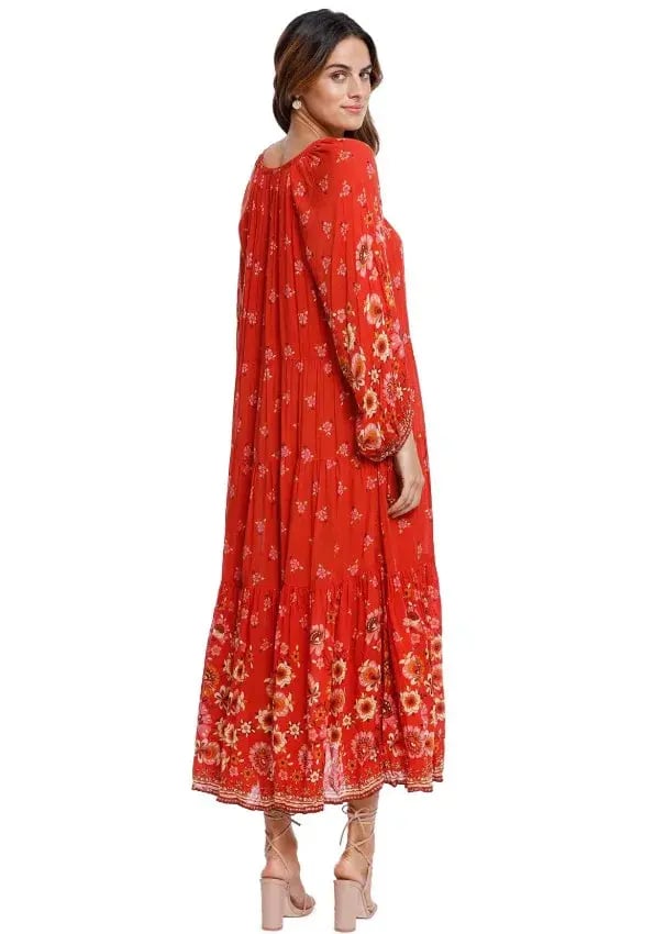 Spell & The Gypsy Joni Gown Oversized Red Size Medium Au 10 photo 3