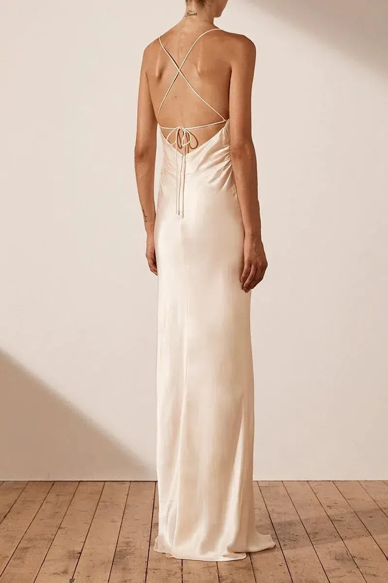 Shona Joy La Lune Lace Back Maxi Dress Cream Size 14 photo 4