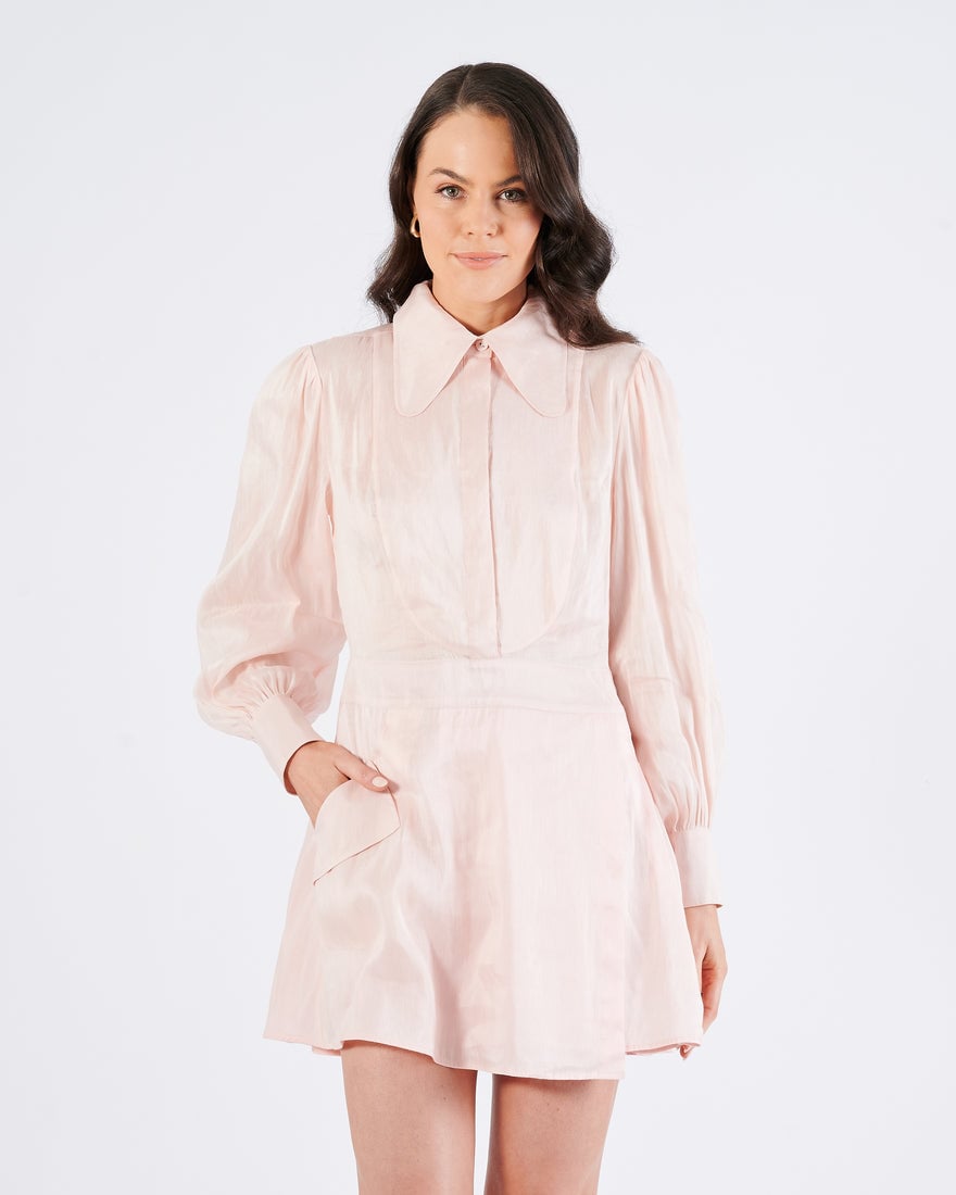 Leo Lin Viridian Silk Linen Mini Dress - Pink photo 4