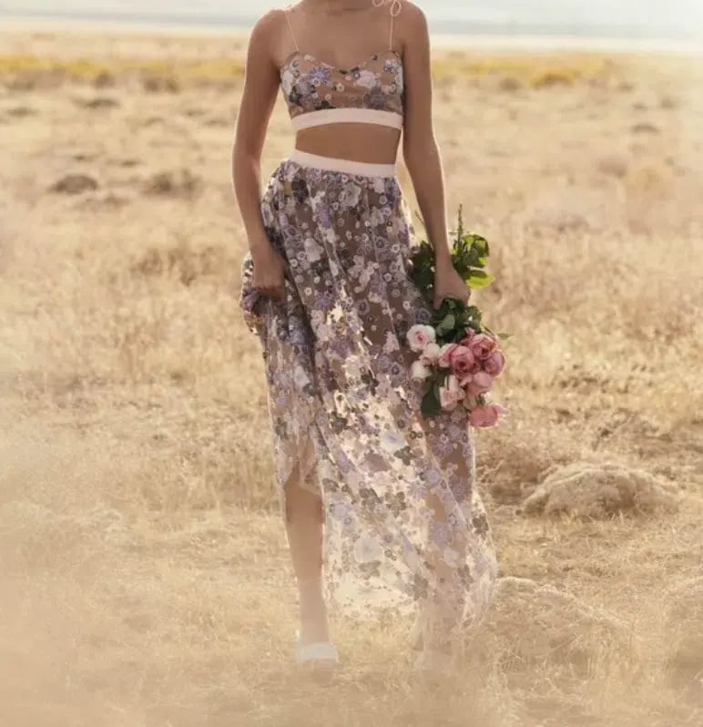 For Love And Lemons Posy Embroidery Crop Top and Maxi Skirt Set Floral Size M / AU 8-10 photo 4
