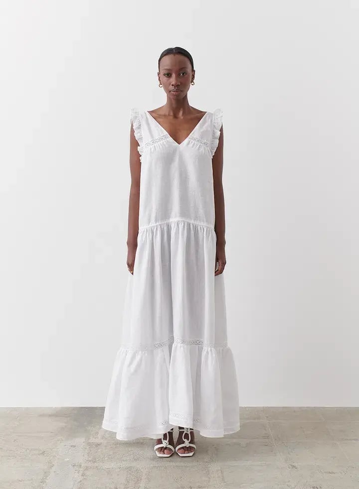 Joslin Gracie Linen Maxi Dress White Size 10 photo 2