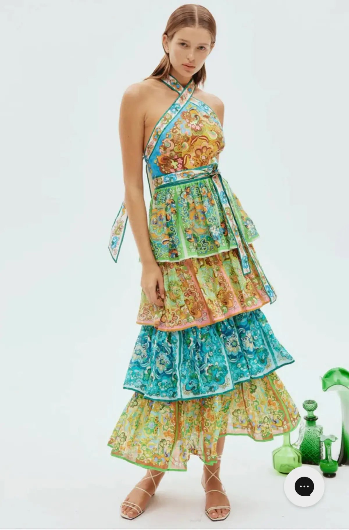 Alemais Dreamer Halter Tier Dress Multi Size 8 photo 3