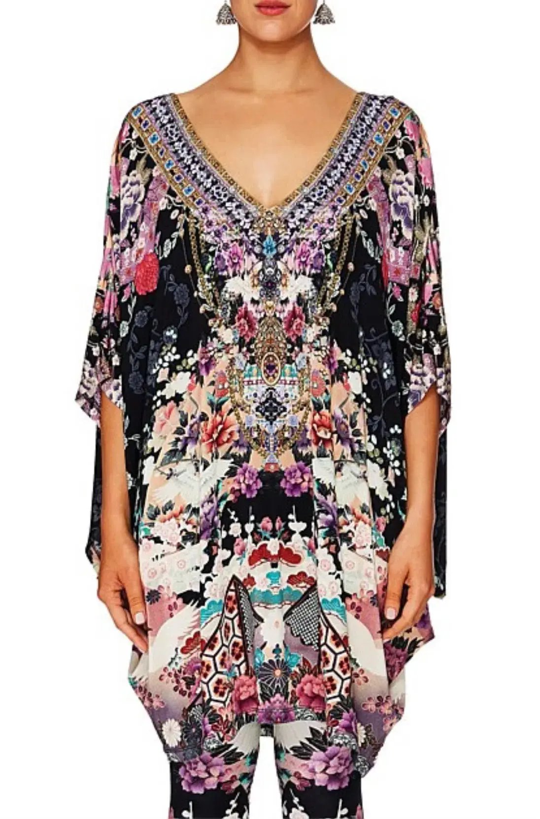 Camilla Bat Sleeve Dress Nights with Her Print One Size photo 2