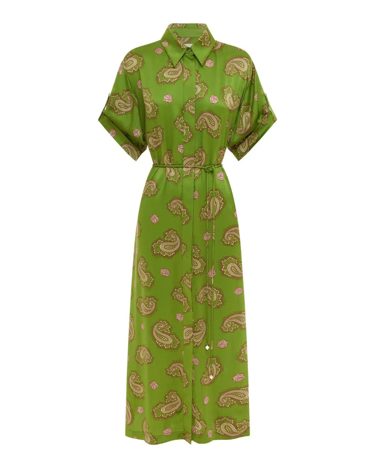 Alemais Dice Silk Shirtdress Green Size AU 16 photo 4