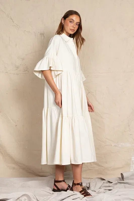 Bohemian Traders Genoa Midi Dress in  Cream Size AU 12 photo 2