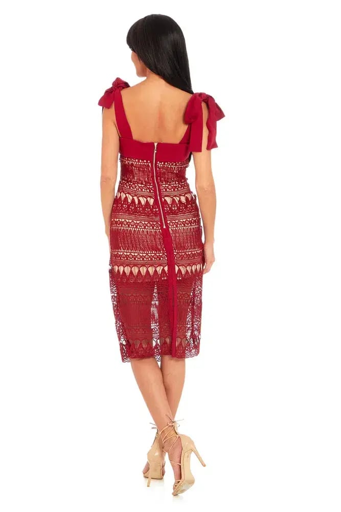 Keepsake the Label Walk on By Midi Dress Red Size 10 photo 2
