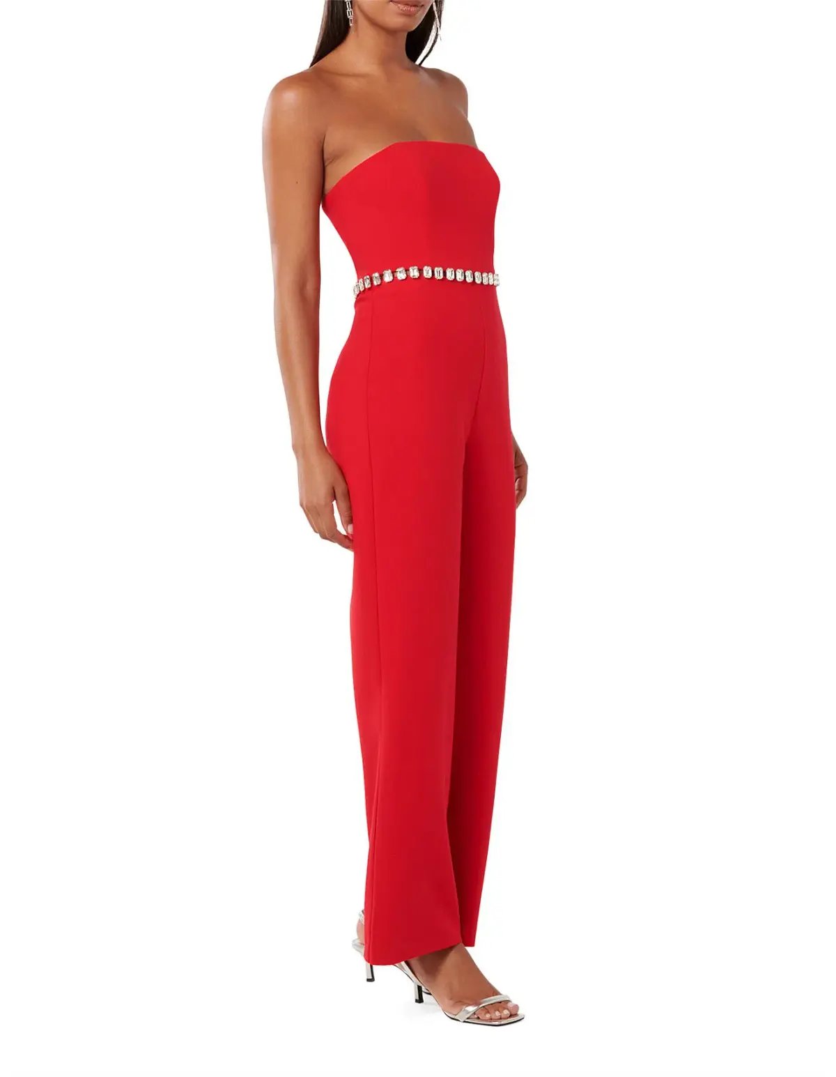 Forever New Ari Embellished Jumpsuit in Red Size 10/M photo 2