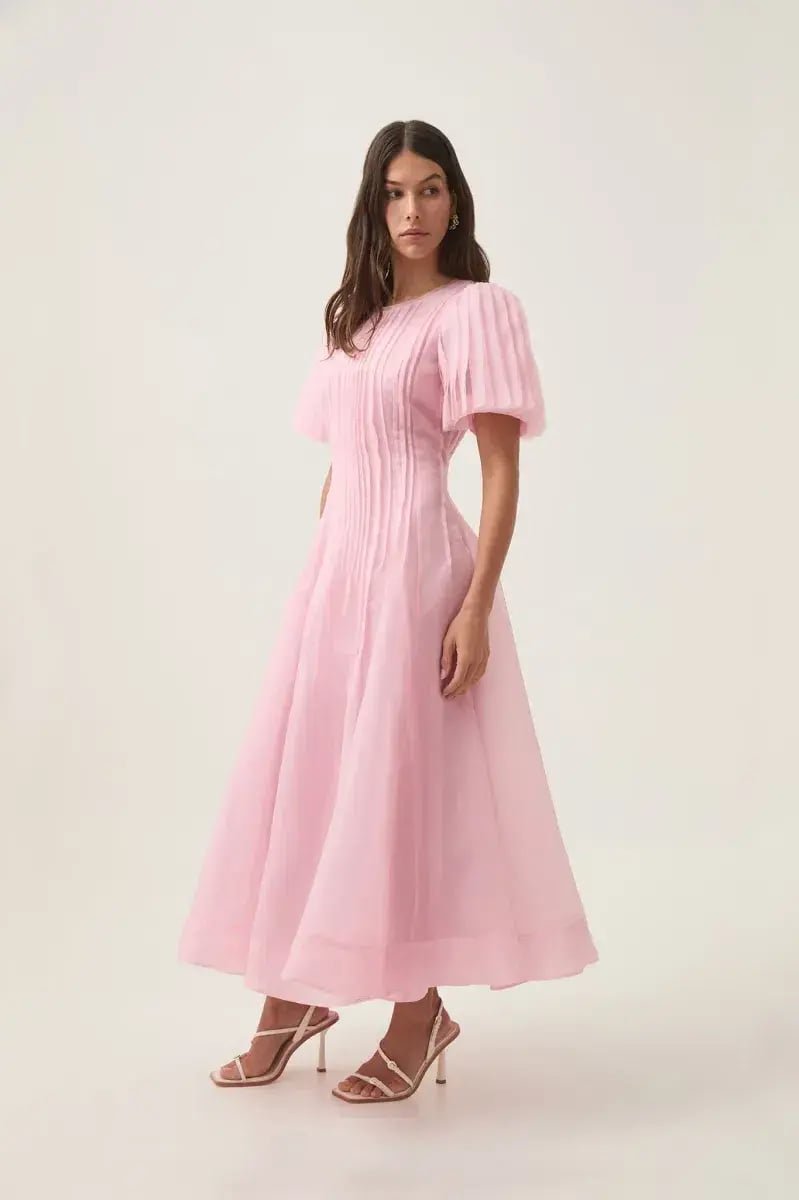 Aje Nova Pleated Midi Dress Chalk Pink Size AU 12 photo 2