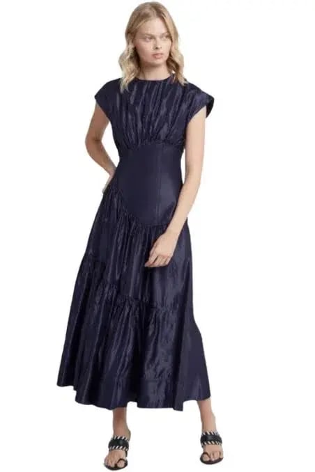Aje Serendipity Reflection Midi Dress Washed Indigo Size 12 photo 4