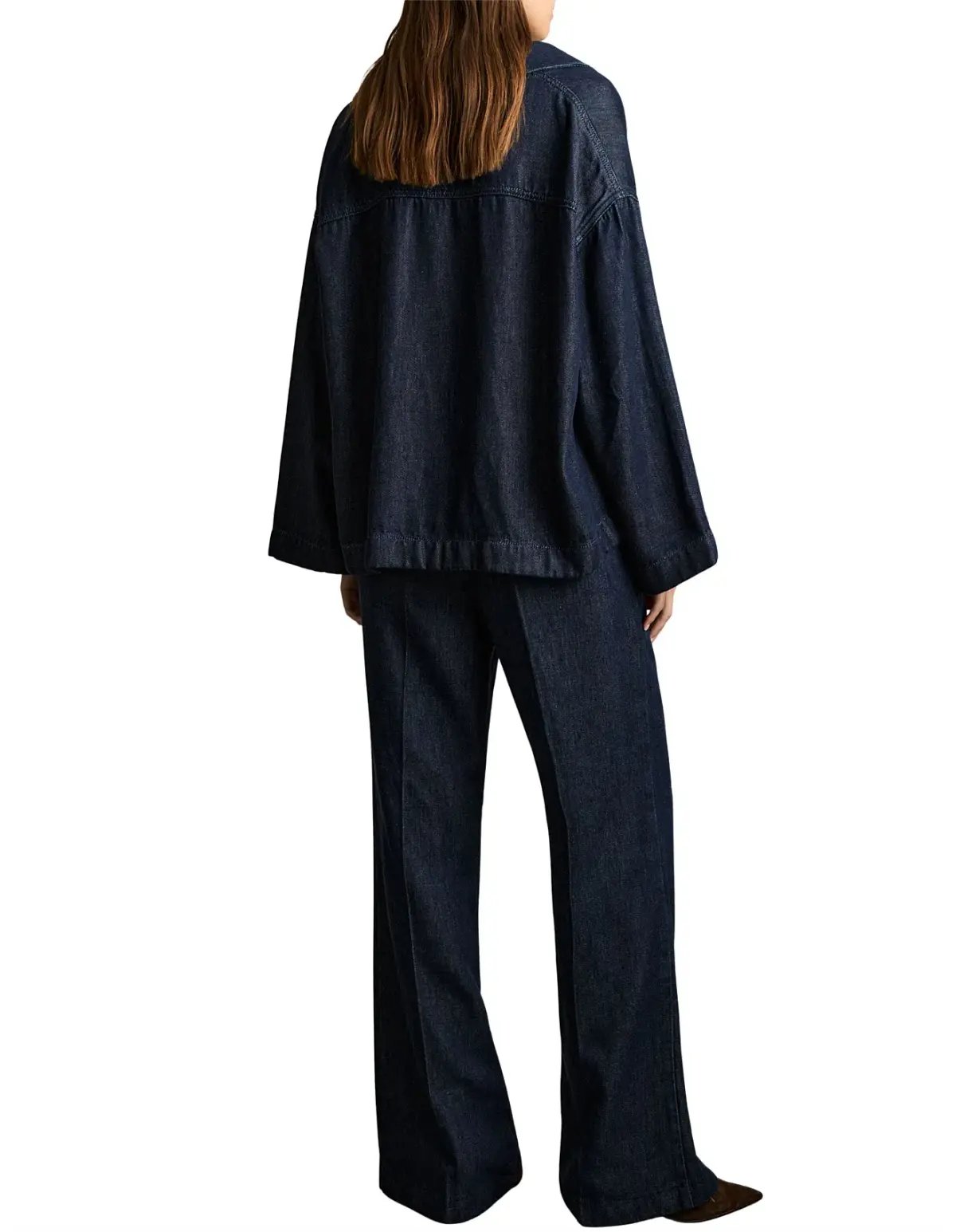 Reiss Reed Deep V Woven Top in Indigo Size UK 12 / AU 12 photo 3