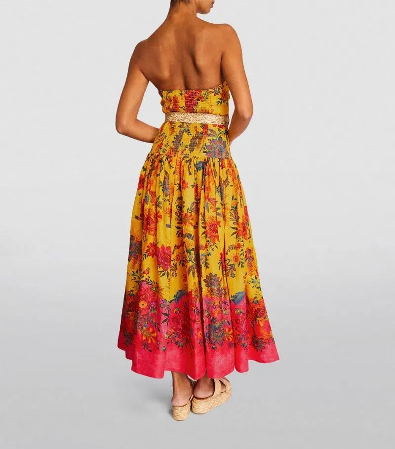 Zimmermann The Ginger Strapless Midi Dress in Pink/Yellow Floral Size 1/AU 10 photo 2