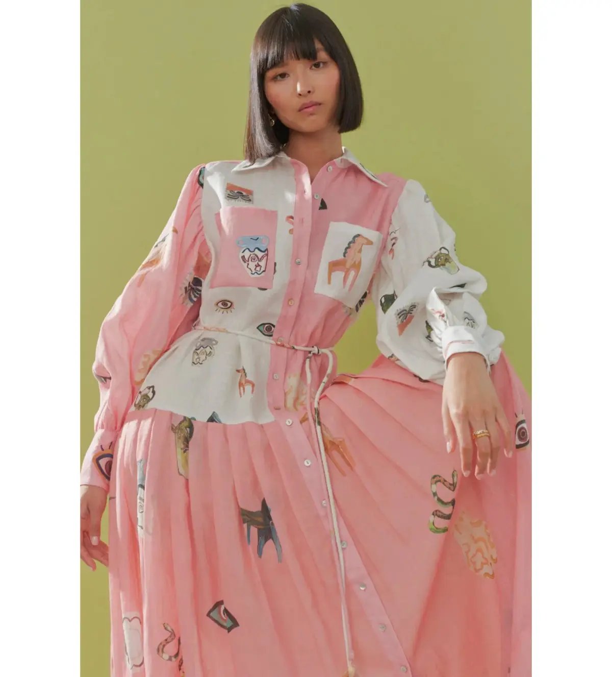 Alemais Cleo Patchwork Midi Shirtdress Multi Print Size AU 12 photo 4