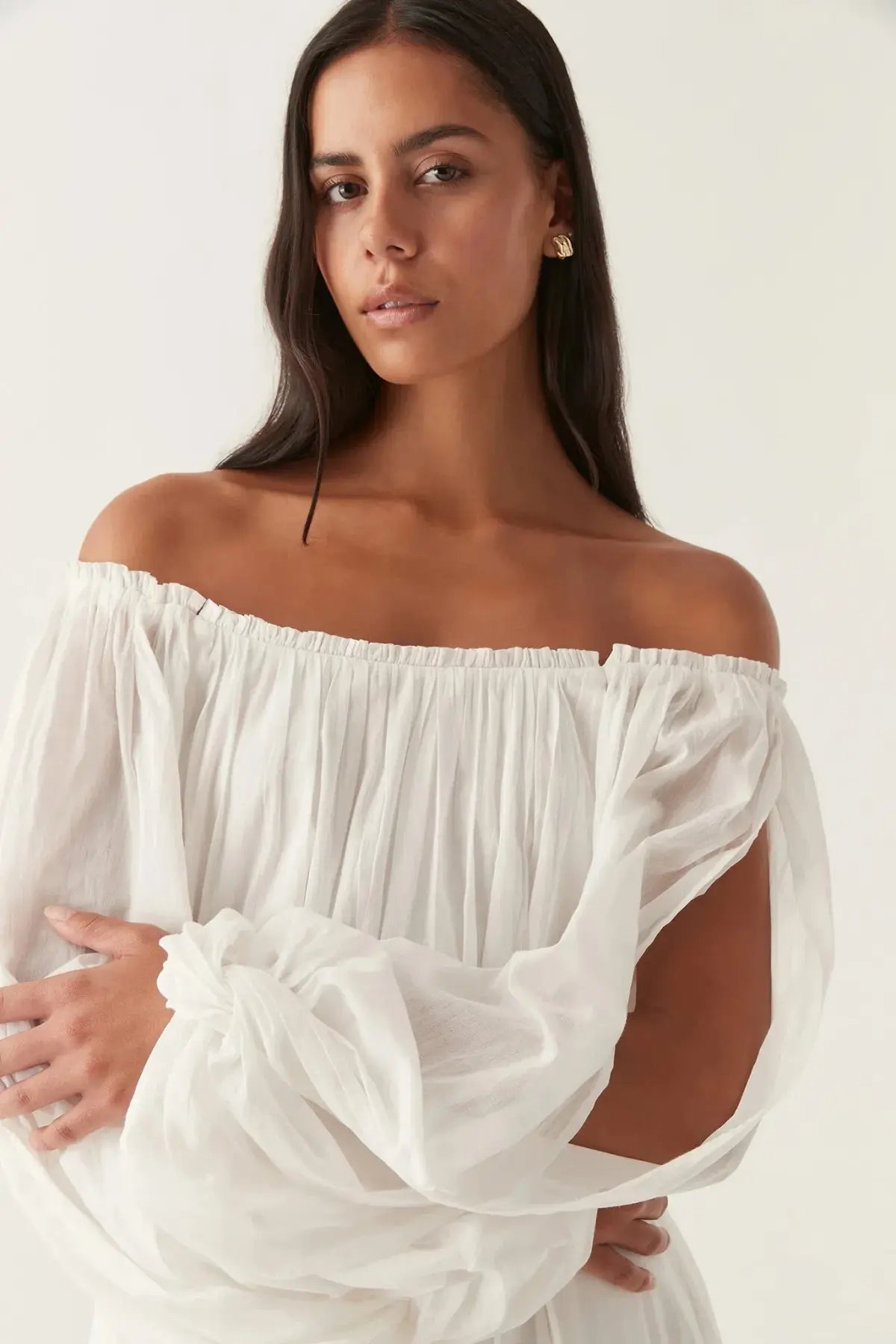 Aje Avani Smock Midi Dress Ivory Size 12 photo 2