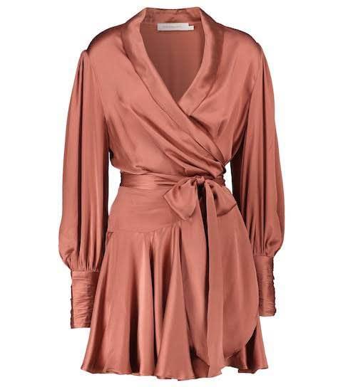 ZIMMERMANN Silk Wrap Mini Dress – Rose Gold photo 3