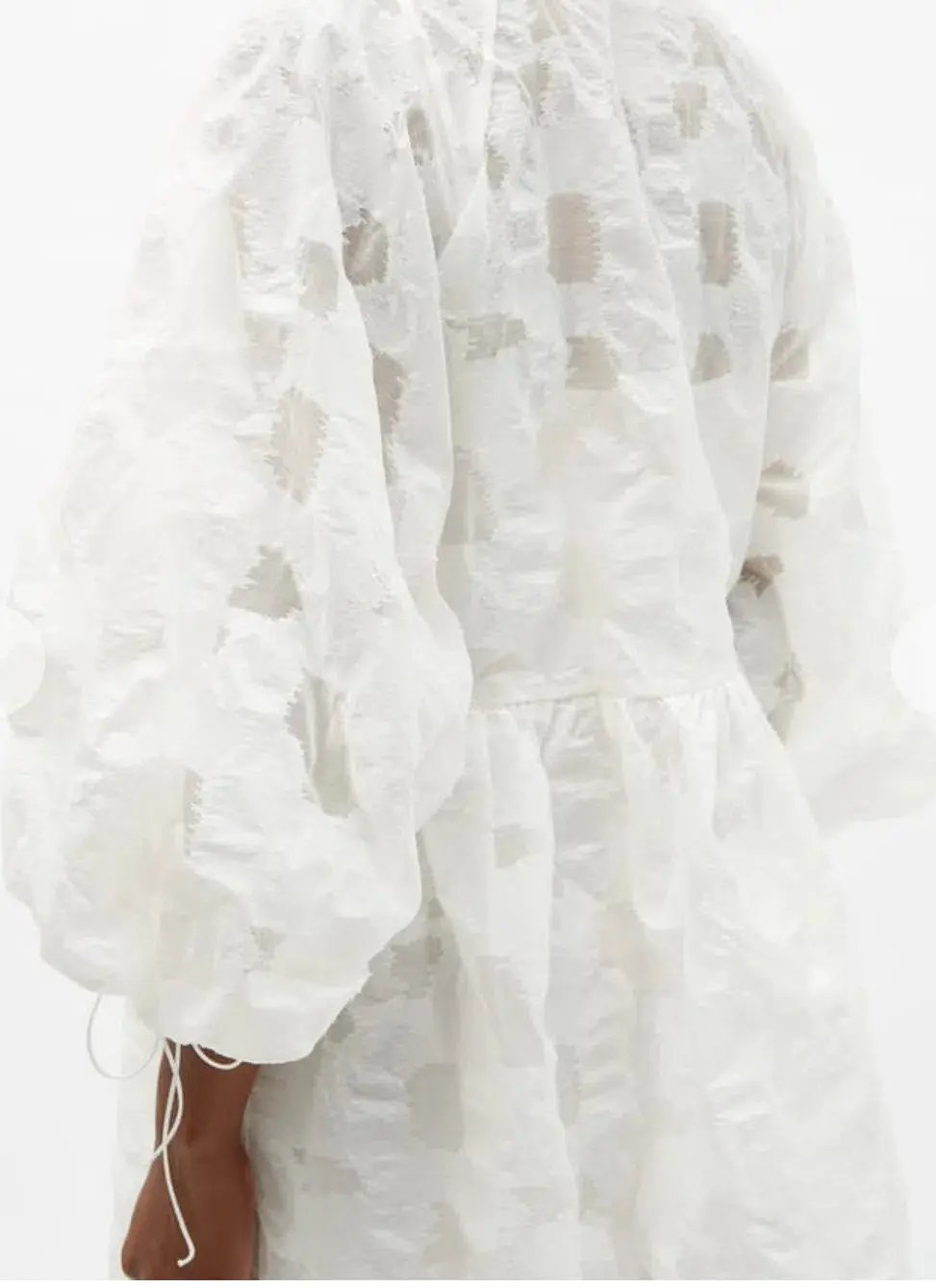 Cecilie Bahnsen Hella Puff-Sleeve Cotton-Blend Fil-Coupé Dress Size M/L / AU 14 photo 4