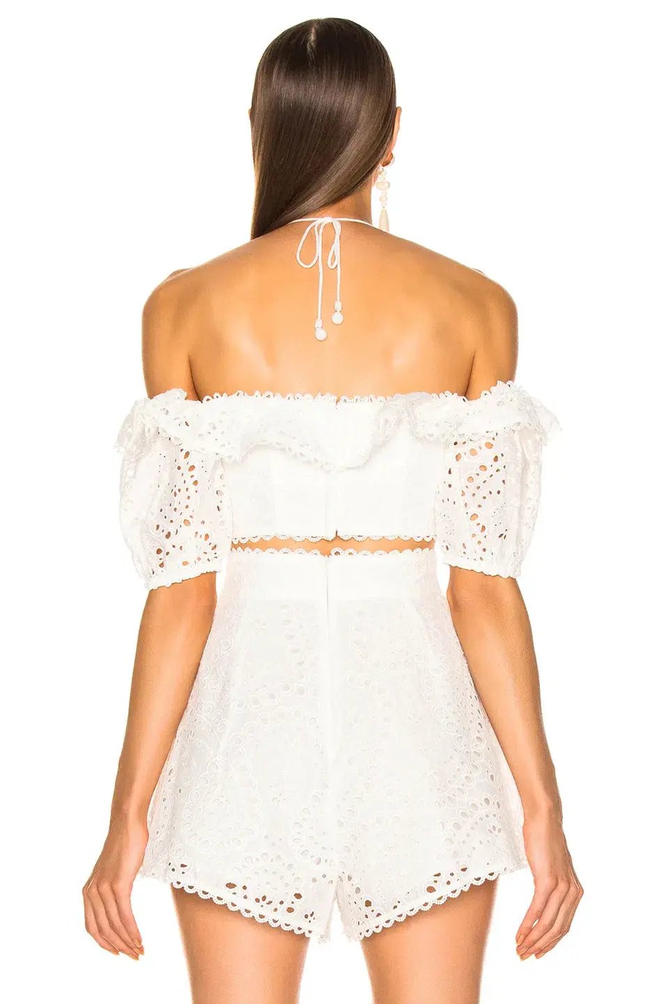 Zimmermann Heathers Off Shoulder Top and High Waisted Short Set Ivory Size 0 / AU 8 photo 3