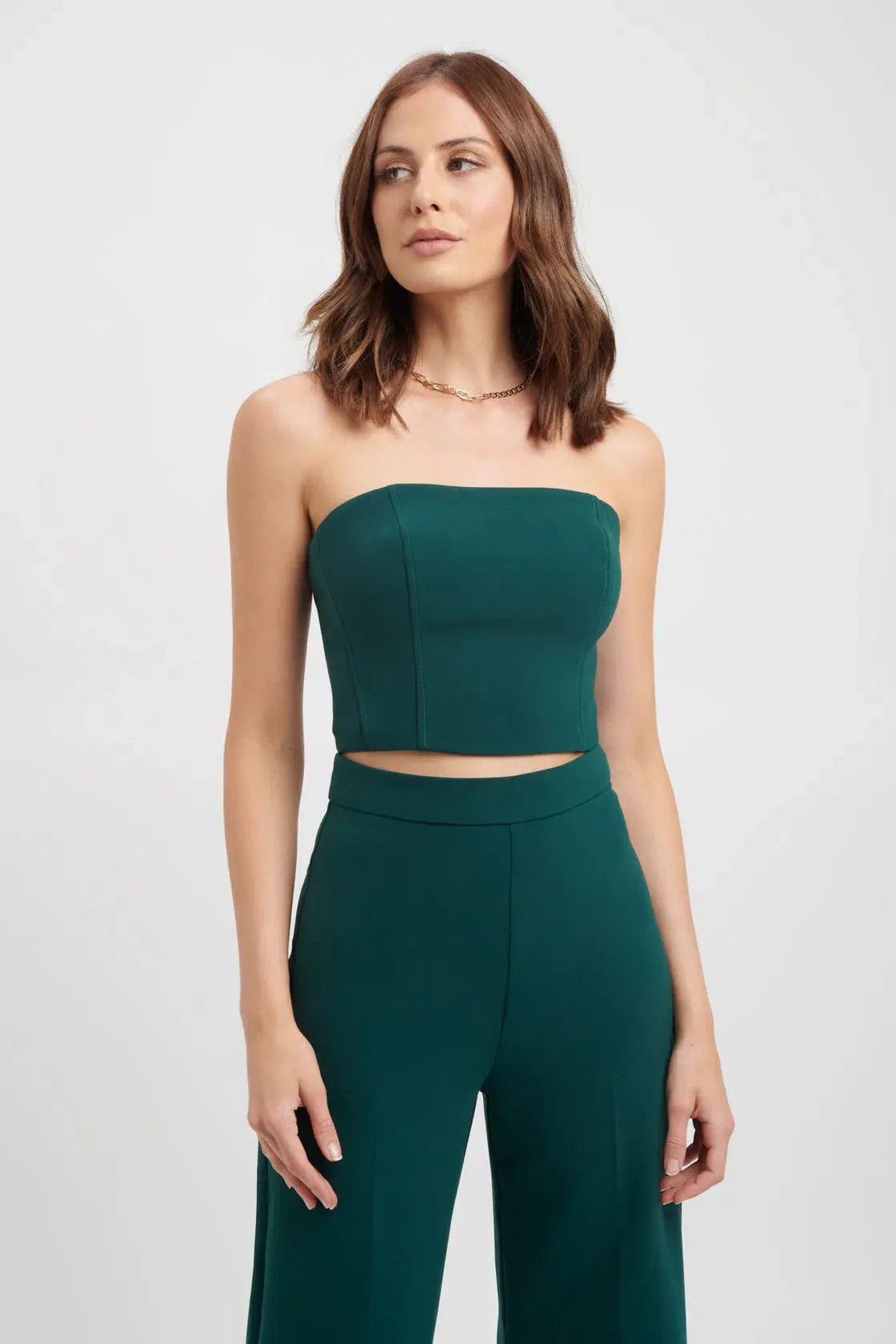 Kookai Delta Blazer Size 10 Paired With Delta Pants Size 8 And Delta Strapless Top Size 10 Set Deep Green photo 2