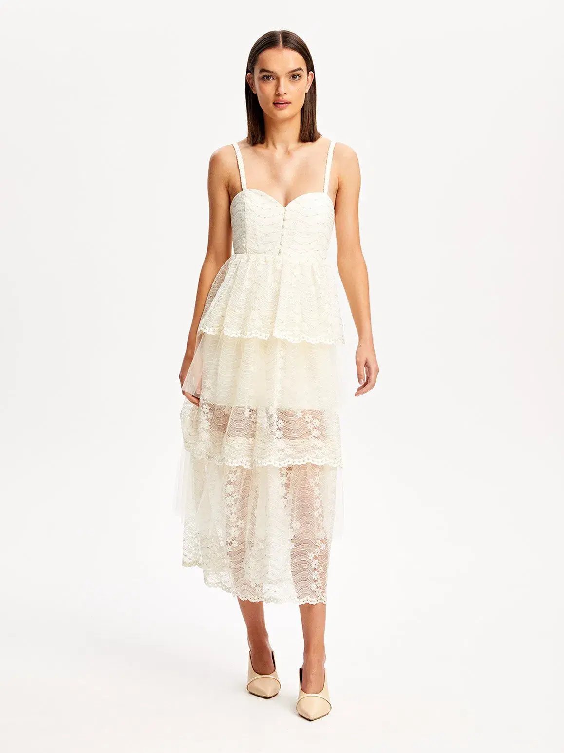 Alice McCall Creme Moonstruck Midi Dress Cream Size 12 photo 3