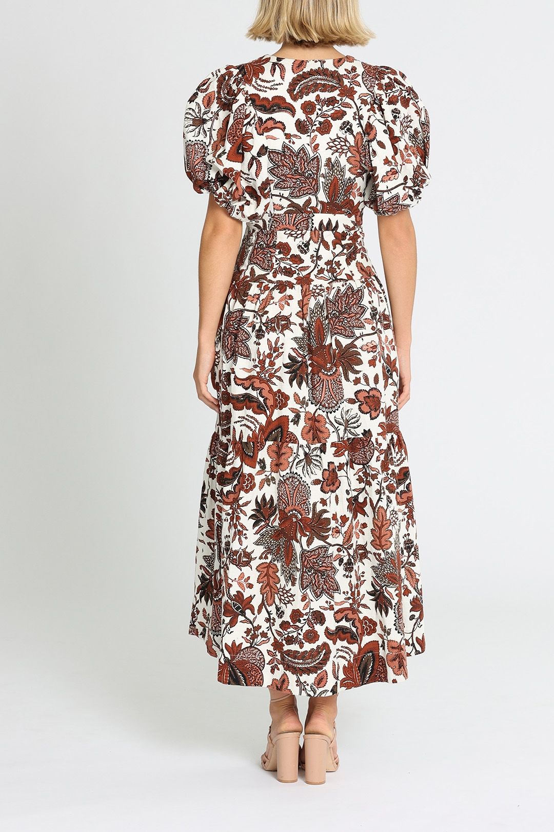Catalina Plunged Short Sleeve Midi Dress - Multi photo 3