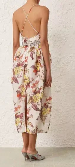 Zimmermann Matchmaker Tulip Linen Silk Blend Floral Midi Dress Size 1 photo 2