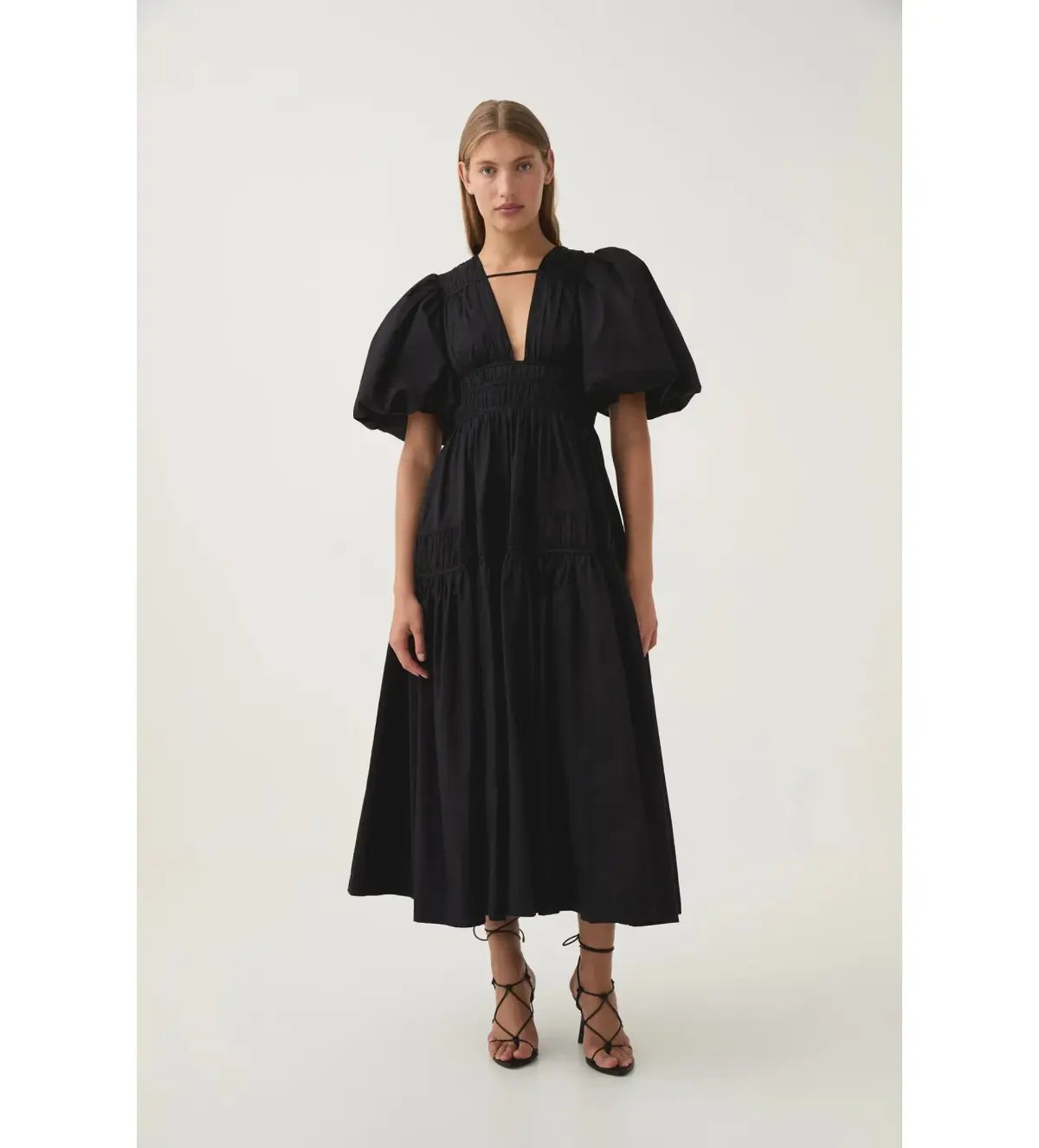 Aje Fallingwater Ruched Midi Dress Black Size XXL/AU 16 photo 3