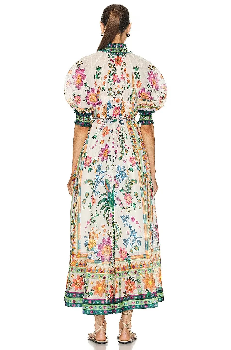 Zimmermann Ginger Swing Maxi Dress Cream Multi Size 4 / AU 16 photo 2
