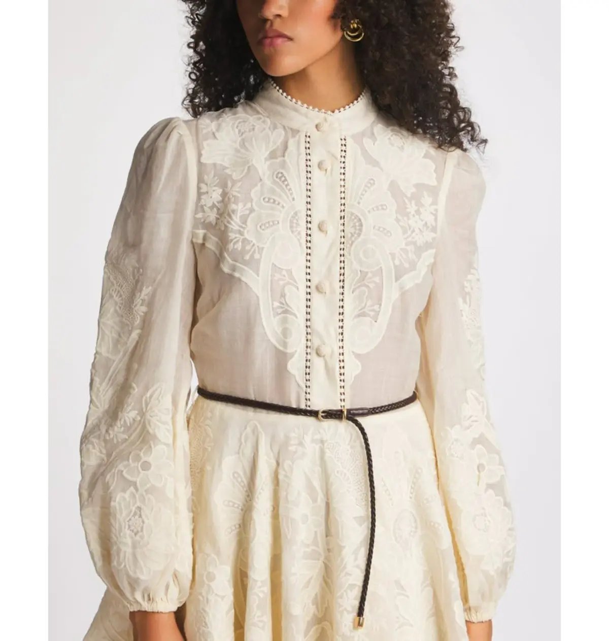 Zimmermann Ottie Emrbroidered Mini Dress Cream Size 1 photo 3