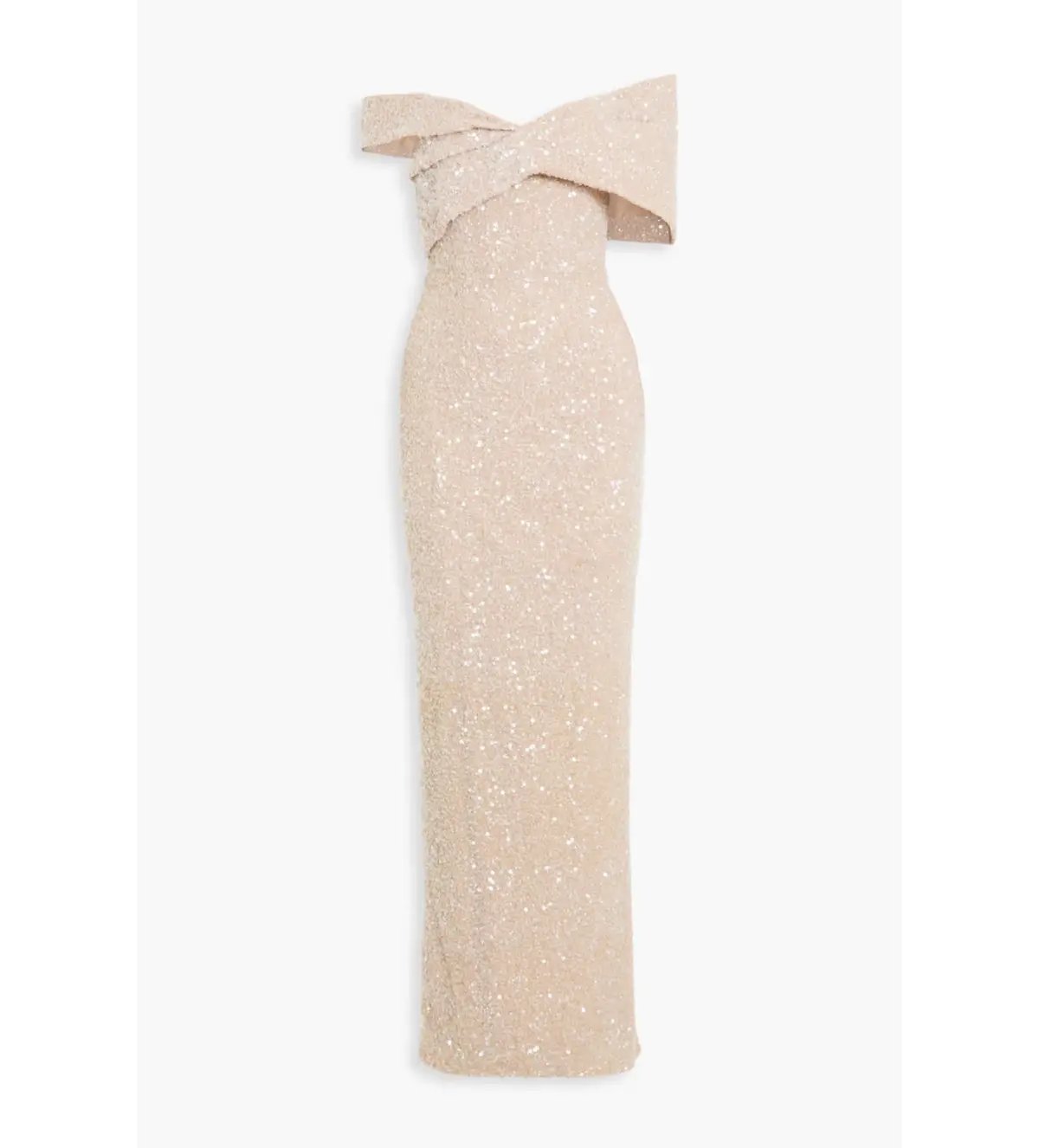 Rachel Gilbert Mirella Off Shoulder Gown in Neutral Size AU 14 photo 4
