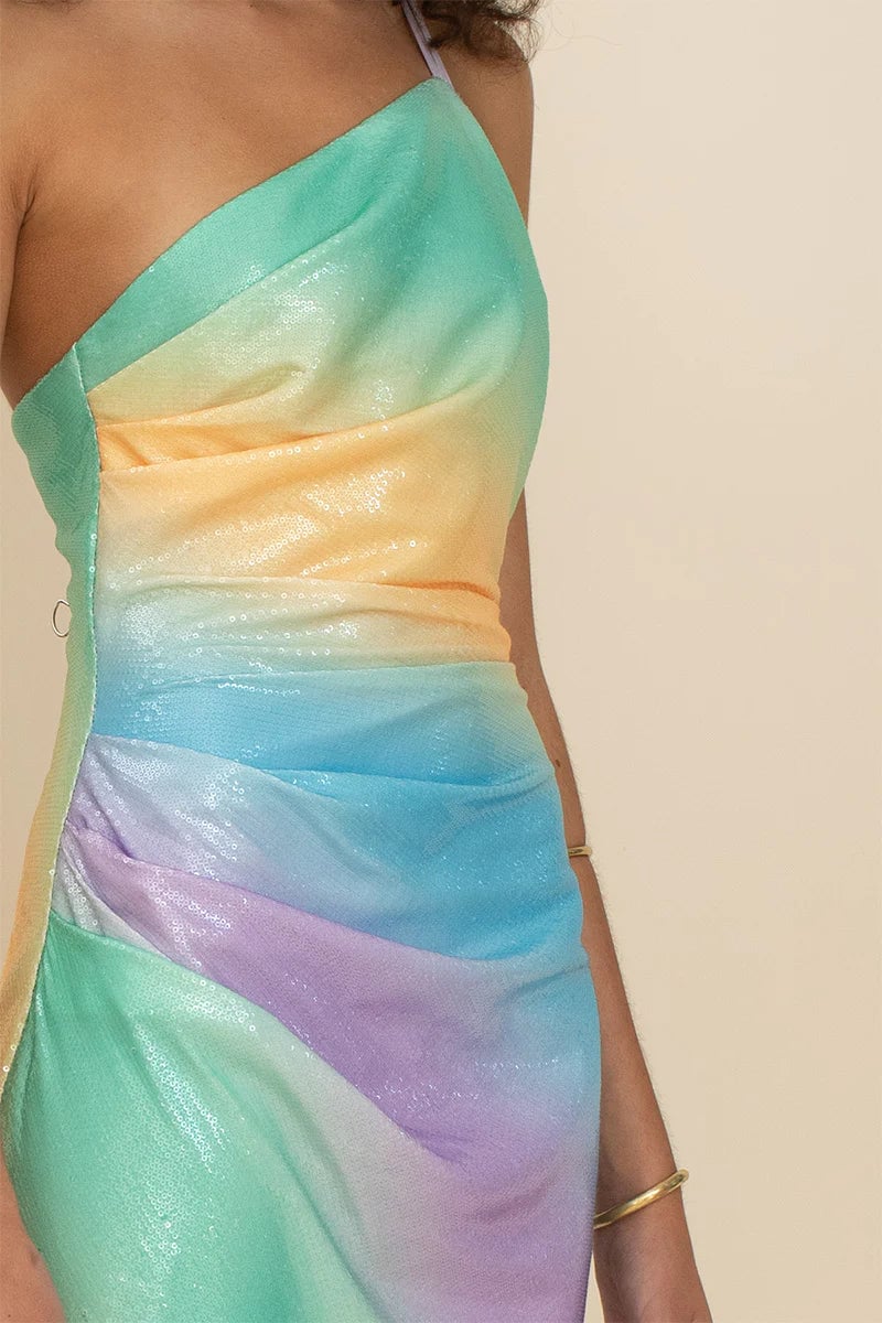SUBOO OMBRE ONE SHOULDER SPLIT MAXI DRESS - MULTI photo 5