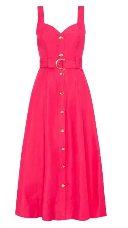 Aje Clay Belted Midi Dress Bougainvillea Red Size 8 photo 3
