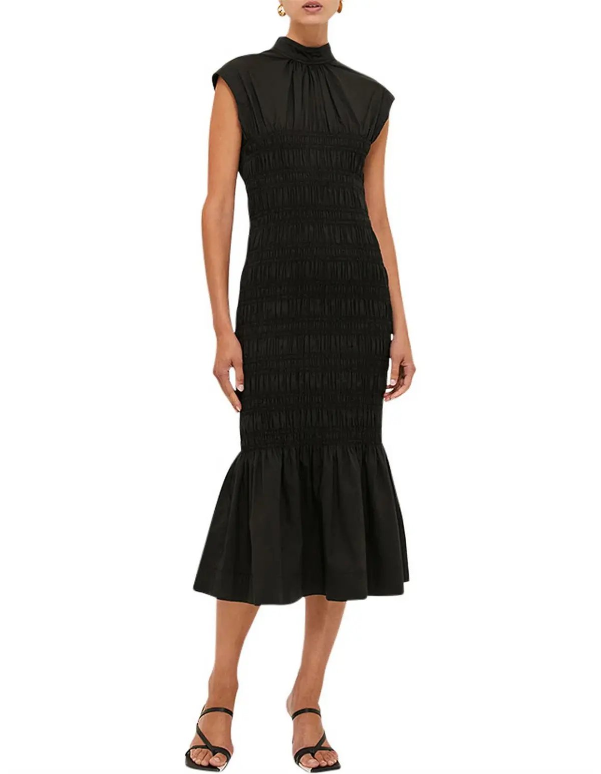 Saba Kiera Shirred  Dress Black Size 10 photo 3