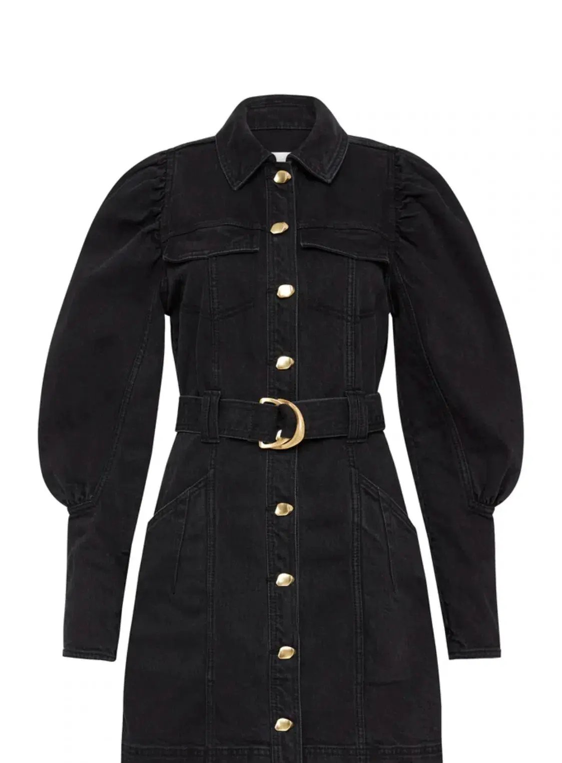 Aje Dione Denim Long Sleeve Dress Black Size 12 photo 4
