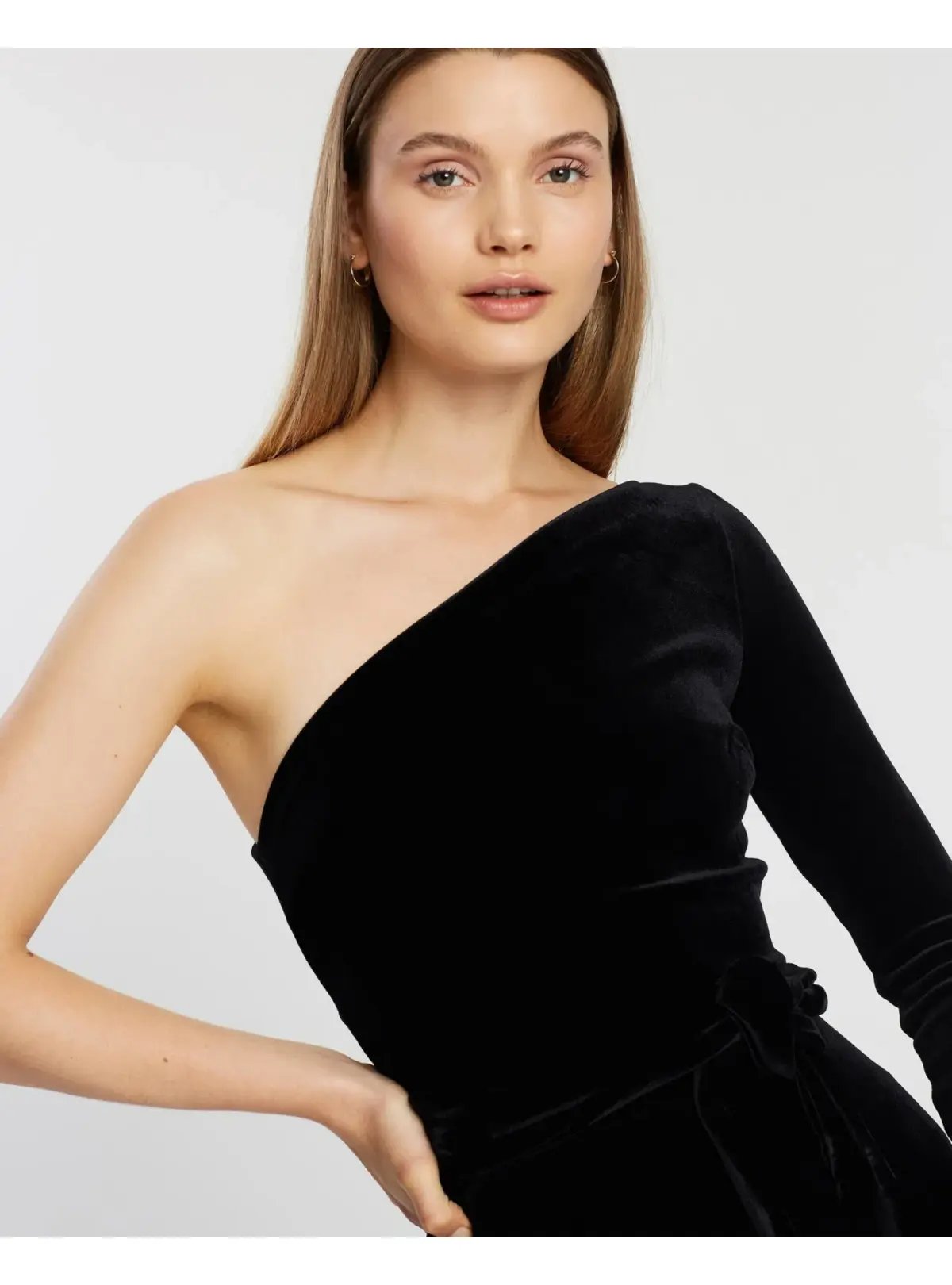 Bec & Bridge Velours One Shoulder Dress Black Size AU 6 photo 3