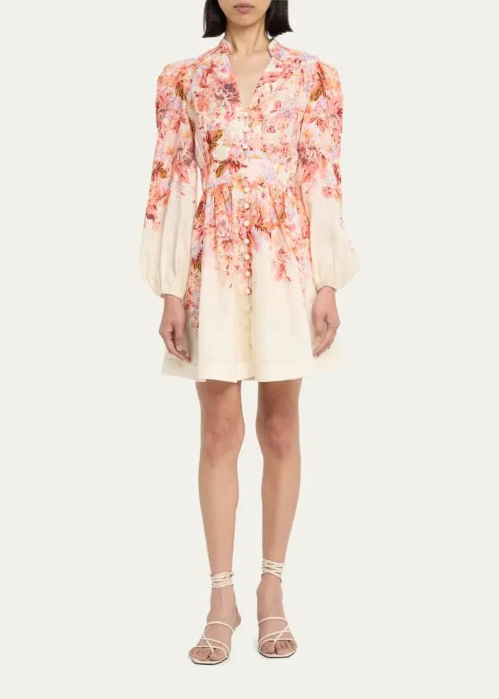 Zimmermann Devi Plunge Mini Dress Floral Size 1 / AU 10 photo 2