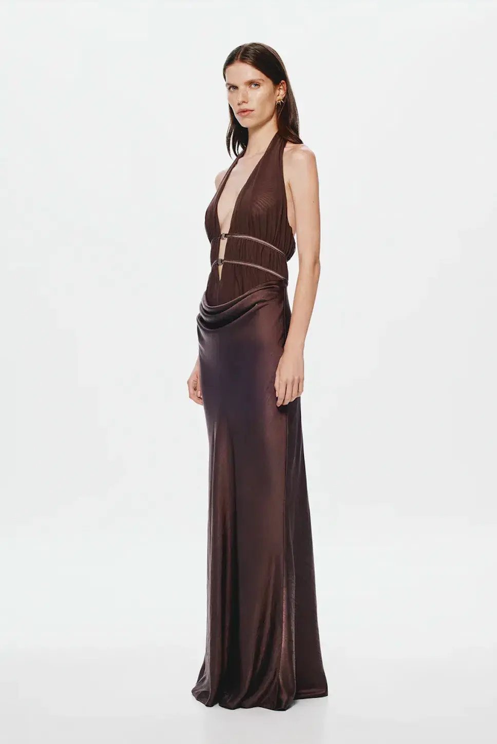 Misha The Celine Satin Dress Umber Brown Size S / AU 8 photo 3