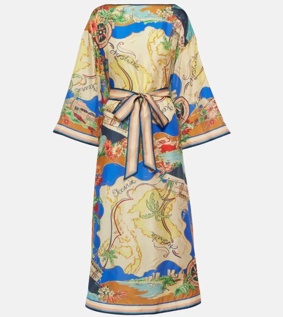 Zimmermann Alight Map Print Silk Midi Dress Size 4 / Au 16 photo 3
