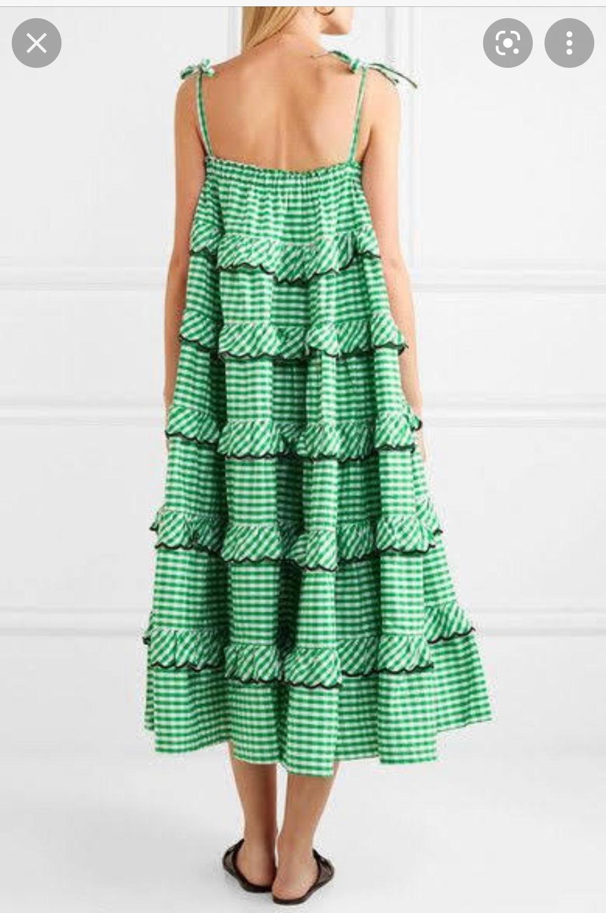 Innika Choo Green Gingham Scallop Dress photo 2