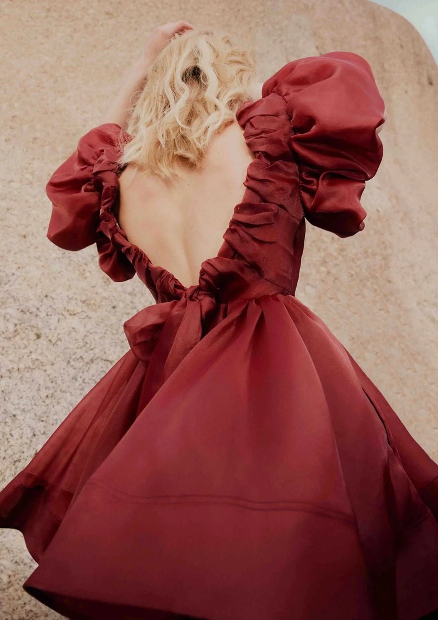 Aje Gretta Organza Mini Dress - Wine photo 2