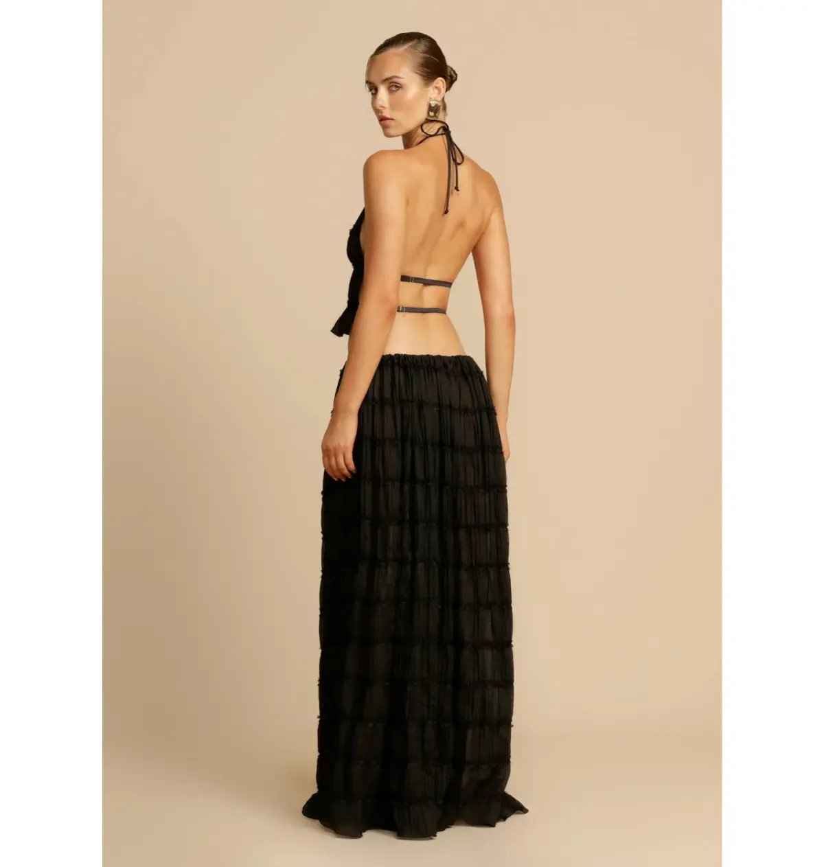 Arcina Ori Juliette Halter Top and Maxi Skirt Set in Black Size Small / AU 8 photo 4