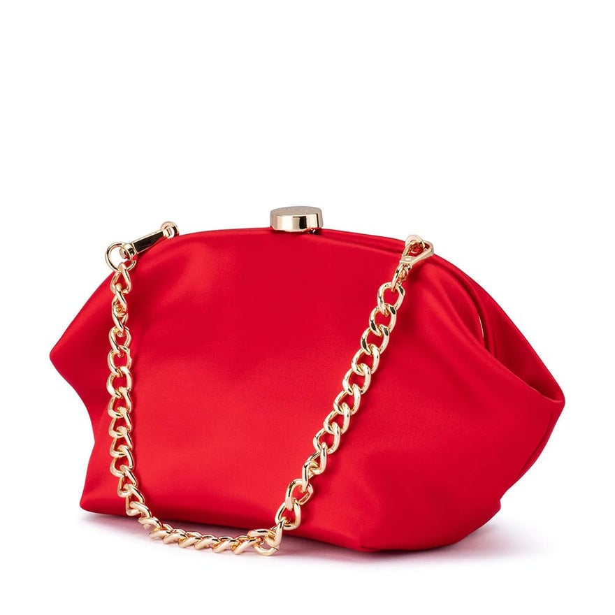 Olga Berg Karina Satin Clutch - Red photo 3