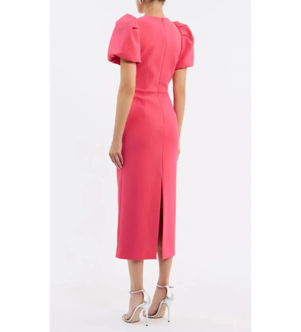 Rebecca Vallance Posey Puff Sleeve Midi Dress Pink Size AU 10 photo 4
