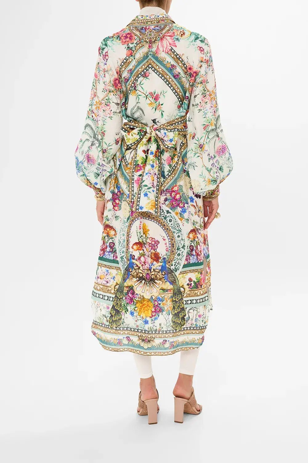 Camilla High Low Midi Linen Shirt Dress Plumes and Parterres Size AU 14 photo 6