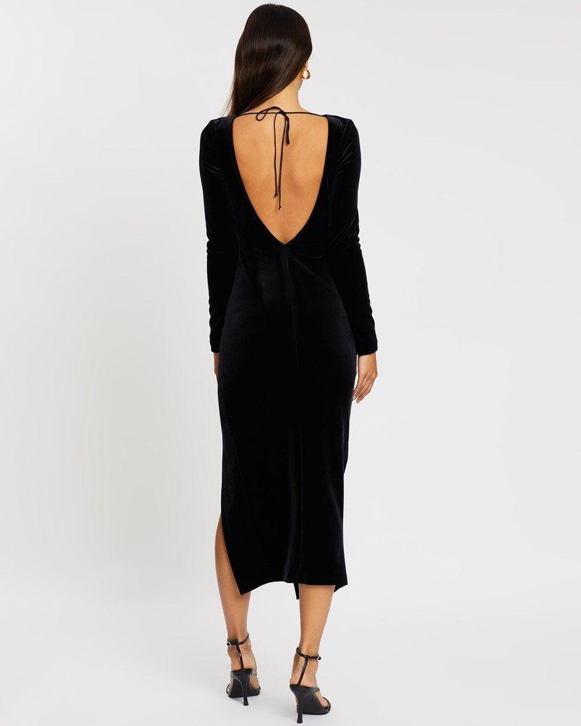 Bec & Bridge Midnight Soirée LS Midi Dress Black Size AU 6 photo 3