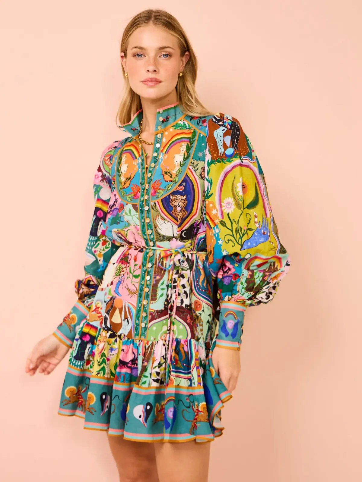 Alemais Evergreen Mini Dress Multicolour Size 12 photo 3