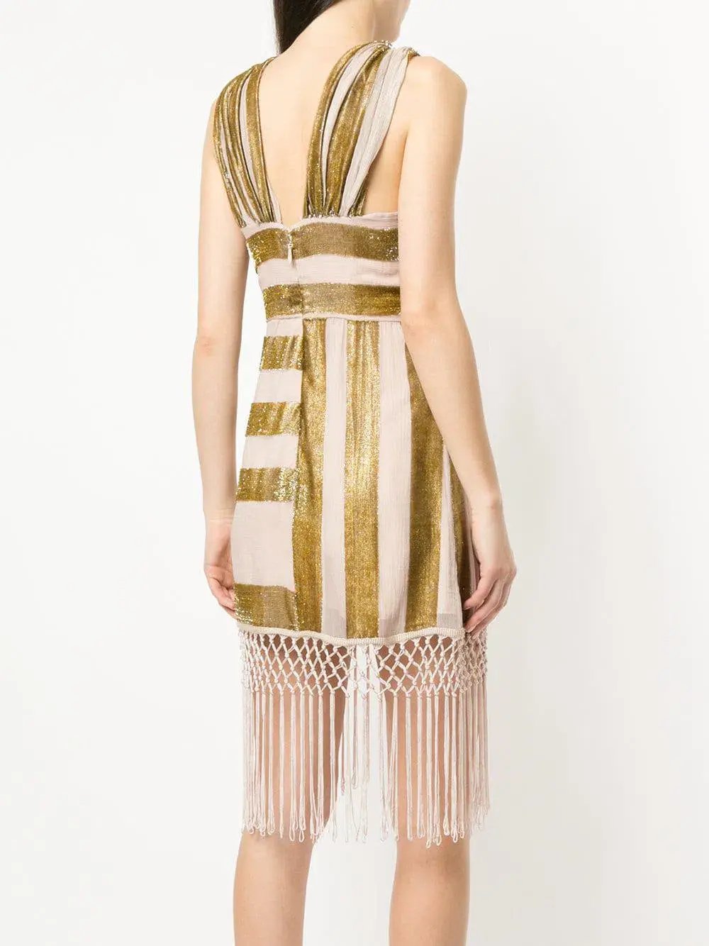 Alice McCall Surrealist Mini Dress in Gold Metallic Size 8 photo 3