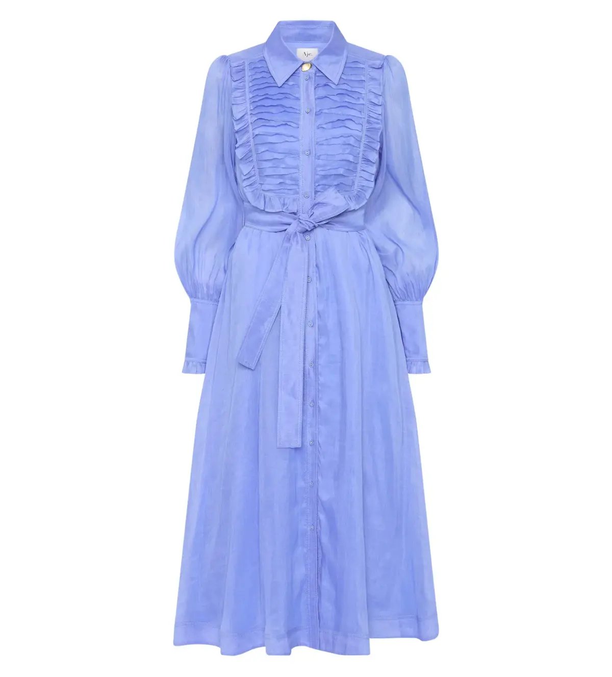 Aje Iris Pleated Bib Midi Dress in Mist Blue Size 10 photo 5