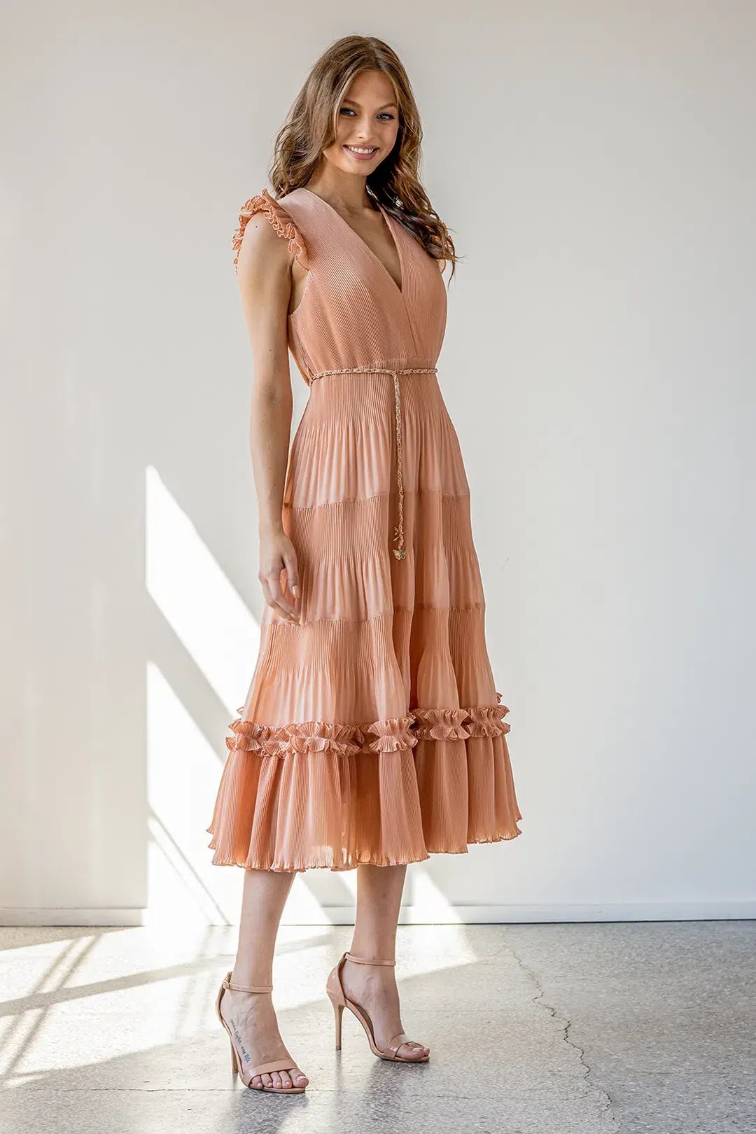 Zimmermann Pleated Midi Dress in Lipstick Size 2 / Au 12 photo 3