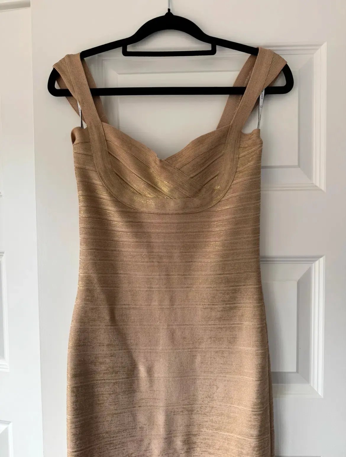 Herve Leger Sweetheart Banded Foil Gown Gold in Size XS/ AU 6 photo 2